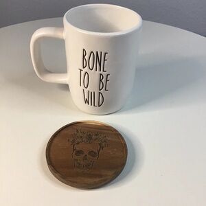 Bone To Be Wild Halloween Mug with Skull etched Bamboo Lid New 15 oz Halloween